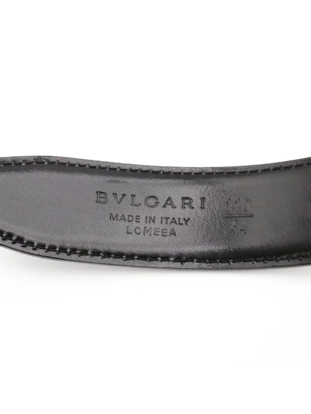 Bvlgari Logo Square Buckle Belt Leather Black Silver